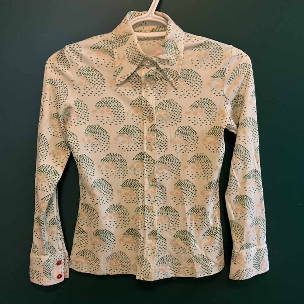 Vintage 70s large collared button up shirt